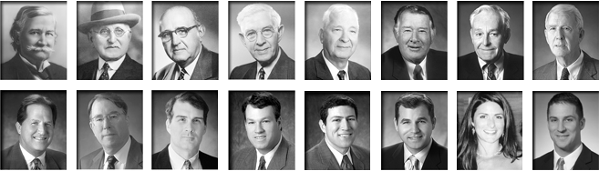 Photo of Henry Belden, L.B. Hartung, Paul W. Hartung, Sr., Paul B. Belden, Sr., Paul B. Belden, Jr., William H. Belden, Sr., Paul W. Hartung, Jr., Richard F. Belden, John C. Belden, William H. Belden, Jr., Robert F. Belden, Brian S. Belden, Robert T. Belden, Bradley H. Belden, Julia Belden, and John J. Streb.